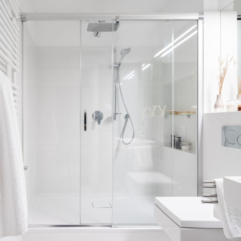 Contemporary Shower with Glass Walls